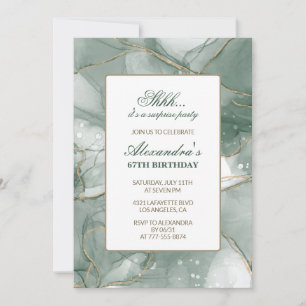 Invitation Green Gold Chic Luxury Surprise 67e anniversaire