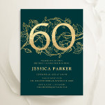 Invitation Green Gold Elegant 60e anniversaire<br><div class="desc">Elégante invitation à la fête du 60e anniversaire d'or vert. Design féminin moderne et personnalisable avec des accents botaniques rose et de l'or de parties scintillant faux. Carte invitation florale simple parfaite pour une célébration anniversaire élégante. Personnalisez avec vos propres détails. Invitations Zazzle imprimées ou téléchargement instantané modèle imprimable numérique....</div>