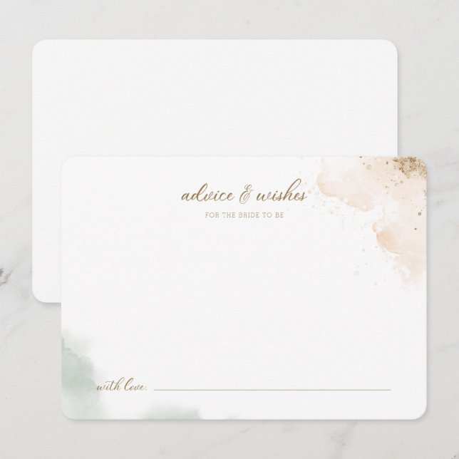 Invitation Green Gold Eucalyptus Conseils et voeux pour marié (Devant / Derrière)