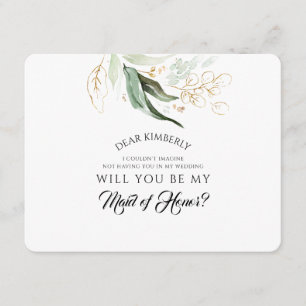 Invitation Green Gold Maid of Honor / Bridesmaid Proposition
