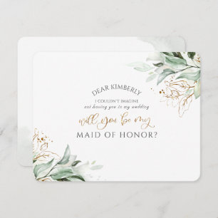Invitation Green Gold Maid of Honor / Bridesmaid Proposition