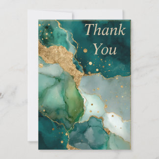 Invitation Green & Gold Marble Thank You Card