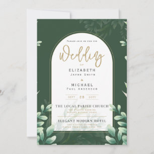Invitation Green Gold PHOTO Mariage Inviter LeahG