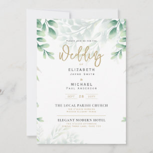 Invitation Green Gold PHOTO Mariage Inviter LeahG