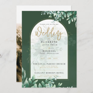 Invitation Green Gold PHOTO Mariage Inviter LeahG