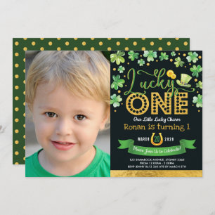 Invitation Green Gold Shamrock Lucky Charm 1er Anniversaire P
