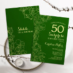 Invitation Green Gold Surprise 50e anniversaire<br><div class="desc">Floral Green Gold Surprise 50e anniversaire de fête Invitation. Design moderne minimaliste avec accents botaniques et police de script de typographie. Carte invitation florale simple parfaite pour une célébration anniversaire surprise femme élégante. Peut être customisé à n'importe quel âge.</div>