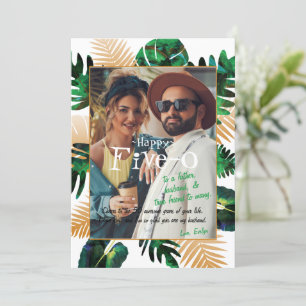 Invitation Green, Gold Tropical Hawaii Cinq-0 50e anniversair