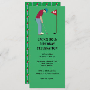 Invitation Green Golfer Putting Golf Ball Thème