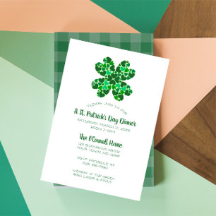 Invitation Green Hearts Shamrock St. Patricks Day Party