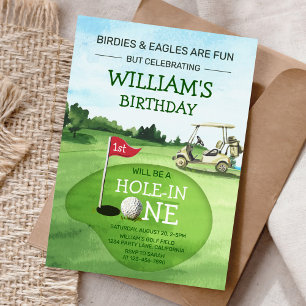 Invitation Green Hole-In-One Golf 1er Anniversaire par tee