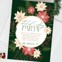 Green Holiday Party Poinsettia Wreath Splendor