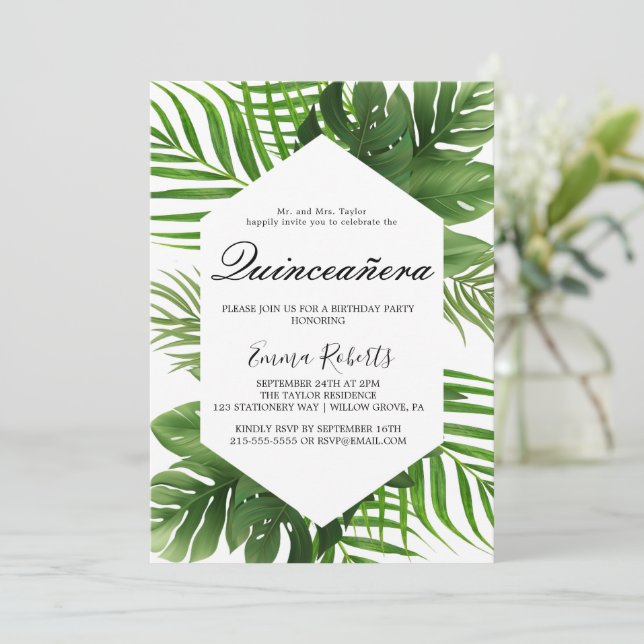 Invitation Green Hunter Quinceañera (Debout devant)