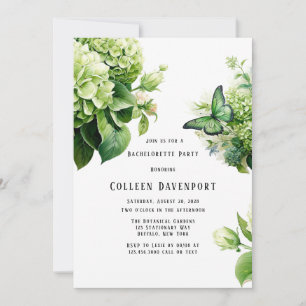 Invitation Green Hydrangea Butterfly Bachelorette