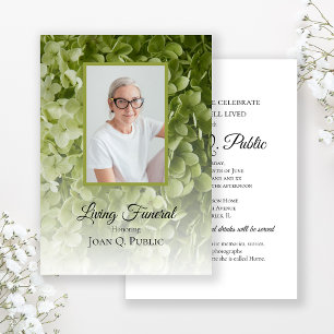 Invitation Green Hydrangea Floral Living Funeral Party