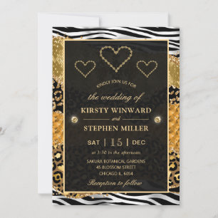 Invitation Green Jungle Safari Parties scintillant Mariage d'