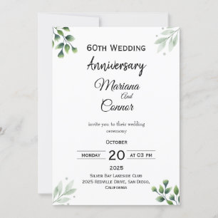 Invitation 'Green Leaf' 60e anniversaire de mariage Standard