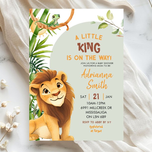 Invitation Green Lion Little King On The Way Baby Shower (Créateur téléchargé)