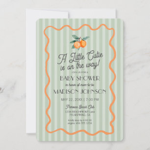Invitation Green Little Cutie Pastel Citrus Baby shower à thè