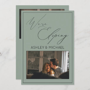 Invitation Green Luxury Calligraphie Nous sommes Eloping Réce