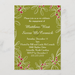 Invitation Green Mistletoe Holiday