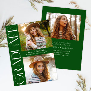 Invitation Green Modern Elegant Trois Diplôme Photo