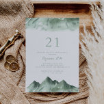 Invitation Green Mountain Country 21e fête d'anniversaire<br><div class="desc">Cette invitation à la fête du 21e anniversaire de ce pays de montagne vert est parfaite pour un événement rustique. L'aménagement comprend une aquarelle peinte à la main dans la montagne verte,  inspirée d'un thème campagnard.</div>