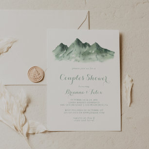 Invitation Green Mountain Country Calligraphie Couples Douche