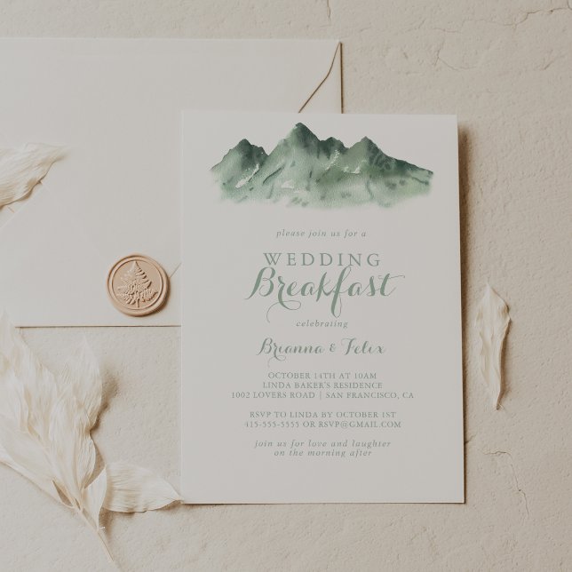 Invitation Green Mountain Mariage campagnard Petit déjeuner (Créateur téléchargé)