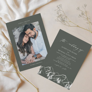 Invitation Green Mountains Mariage extérieur Pine Tree