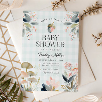 Invitation Green Mushroom Woodland Baby Shower