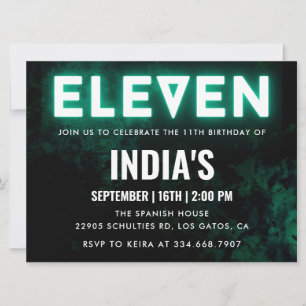 Invitation Green Neon 11e anniversaire