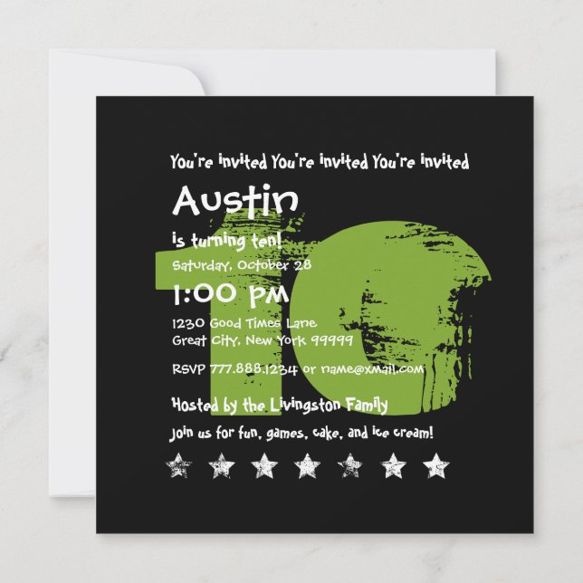 Invitation GREEN NOIR 10e fête d'anniversaire 10 ans V02B1 (Dos)