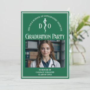 Invitation Green Osteopathic Médicale School Graduation Party