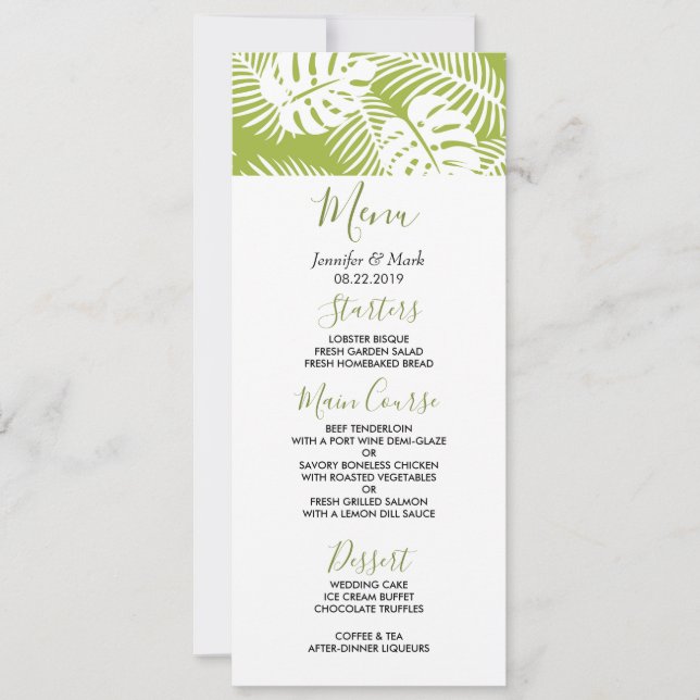Invitation Green Palm Feuille Rainforest Motif (Devant)