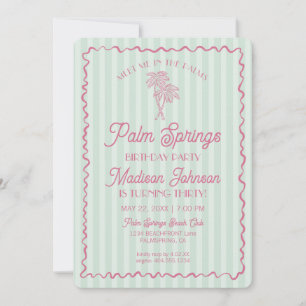 Invitation Green Palm Springs Pastel Beach Anniversaire