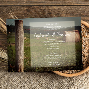 Invitation Green Pastures Country Farm Dîner de répétition