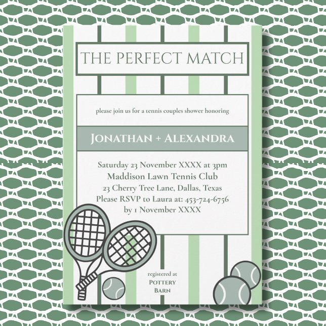 Invitation Green Perfect Match Tennis Couples Bridal Shower (Créateur téléchargé)