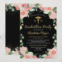 Green Pink Floral RN Soins infirmiers fête de grad