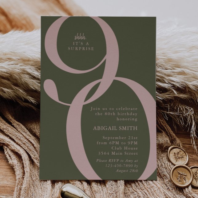 Invitation Green Pink Shh It's a Surprise 90th Birthday Party (Créateur téléchargé)