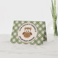 Green Plaid Cute Owl Photo 2e anniversaire