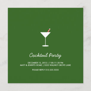 Invitation Green pour la fête de cocktails Swizzle