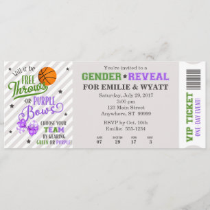 Invitation Green Purple Free Throws or Bows Genre Reveillez