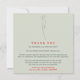 Invitation Green Red Boho Indie merci Flower Tiny