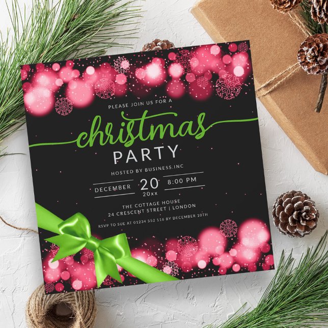 Invitation Green Red Winter Wonderland Company Xmas Ruban (Green Red Winter Wonderland Company Xmas Ribbon Invitation)