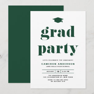 Invitation Green Retro Bold Typography Graduation Party