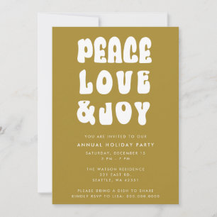 Invitation Green Retro Super Peace Love Joie Holiday