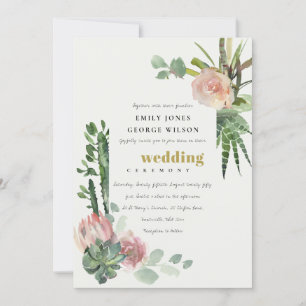 INVITATION GREEN ROSE FLORAL DESERT CACTI FOLIMARIAGE