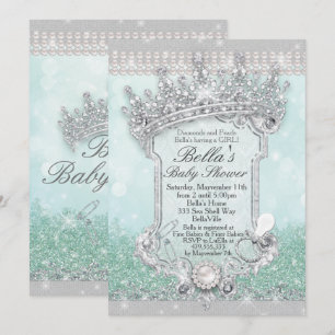 Invitation Green Royal Bling Parties scintillant Bébé Douche 