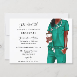 Invitation Green Scrubs Nurse Photo Elle L'A Fait Diplôme